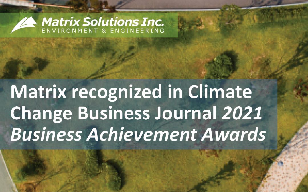 Matrix recognized in 2021 Climate Change Business Achievement Awards